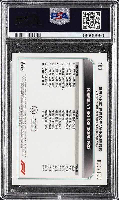 2022 TOPPS CHROME FORMULA 1 SAPPHIRE EDITION #160 LEWIS HAMILTON 12/199 PSA 10 view 2