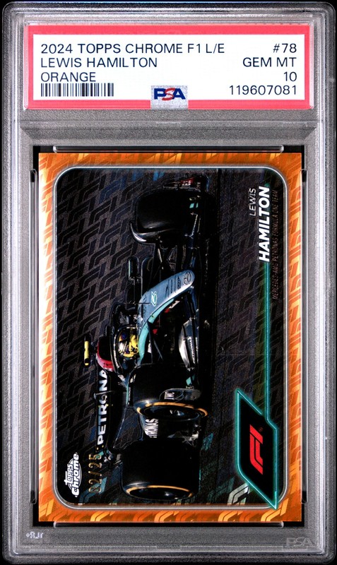 2024 TOPPS CHROME FORMULA 1 LOGOFRACTOR EDITION #78 LEWIS HAMILTON 2/25 PSA 10 view 1