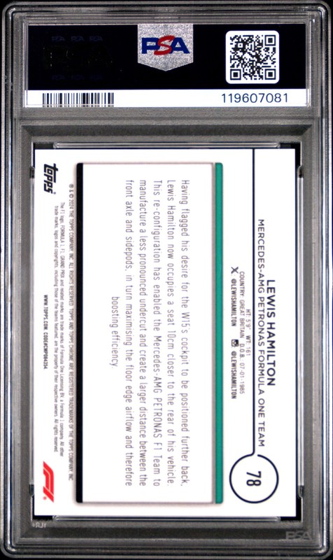 2024 TOPPS CHROME FORMULA 1 LOGOFRACTOR EDITION #78 LEWIS HAMILTON 2/25 PSA 10 view 2
