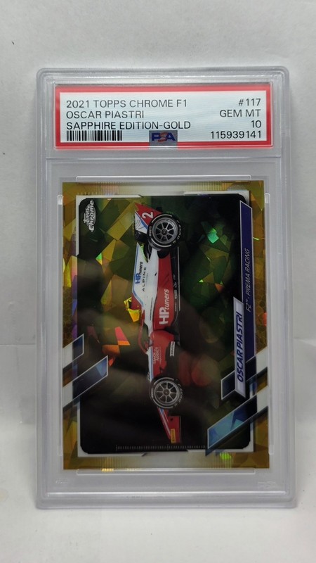 2021 Topps Chrome Sapphire Edition Gold F1 F2 Oscar Piastri #117 /50 PSA 10 view 1