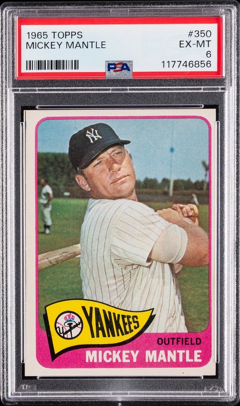 1965 TOPPS #350 MICKEY MANTLE PSA 6 view 1