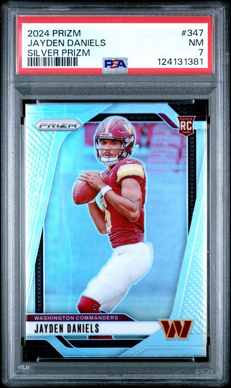 2024 PANINI PRIZM SILVER PRIZM #347 JAYDEN DANIELS PSA 7