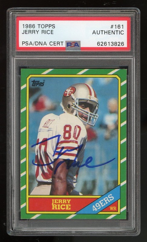 1986 Topps RC Jerry Rice AUTO #181 Rookie Card PSA Beautiful Clean + SHARP!