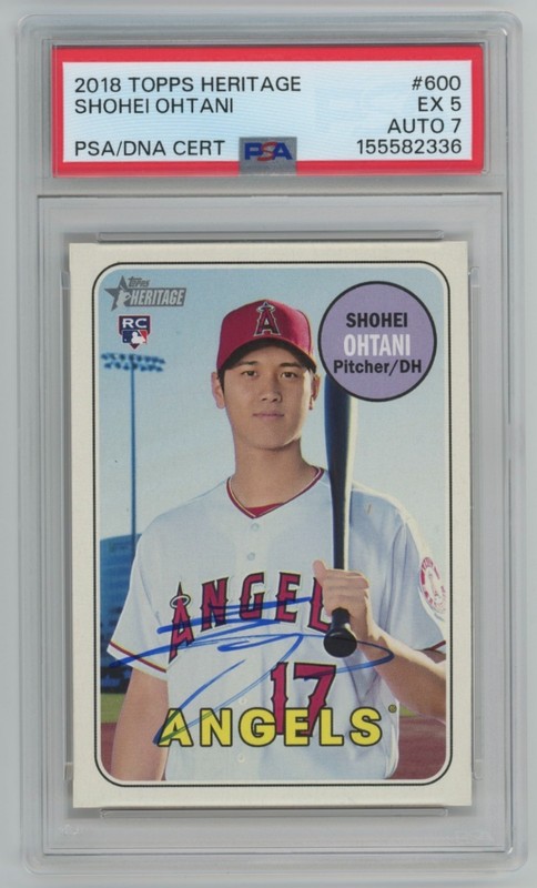 2018 Topps Heritage Shohei Ohtani RC Auto PSA DNA 5/7 #600 Rookie Autograph