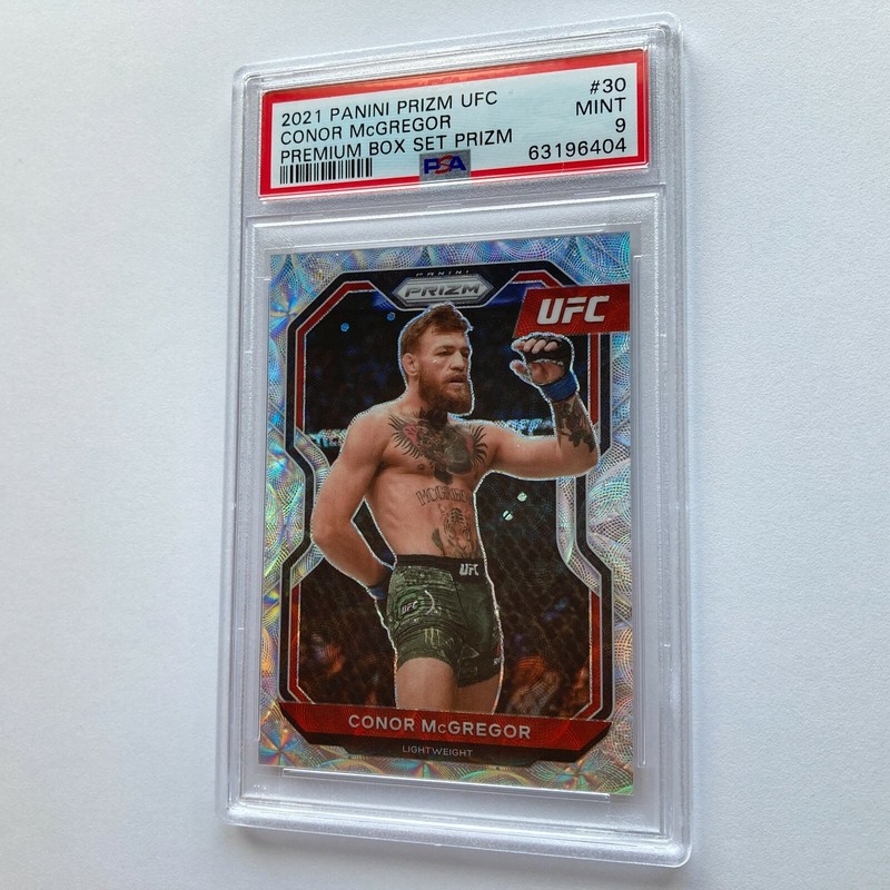 Conor McGregor 2021 Panini Prizm UFC Premium Scope Prizm Card 42/99 #30 PSA 9 view 2