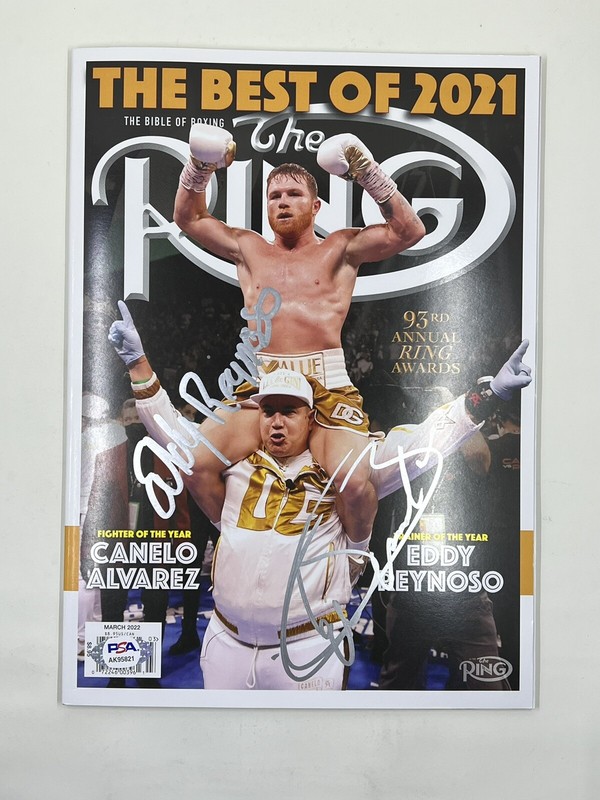 Canelo Alvarez Eddy Reynoso Dual Signed Ring Magazine PSA/DNA