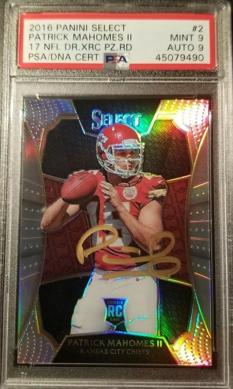 Patrick Mahomes 2016 Panini Select Redemption Prizm RC PSA MINT 9 AUTO 9 1/1 MVP view 2