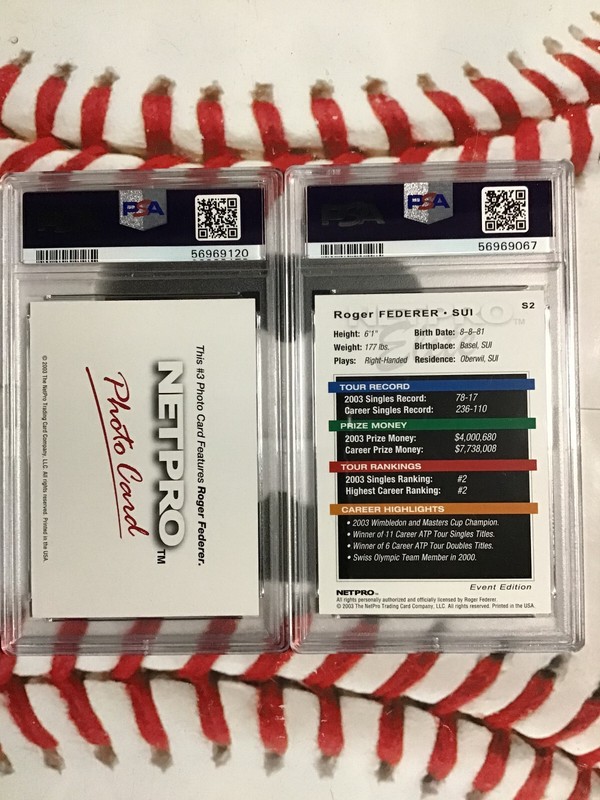 2 Roger Federer Rookie Cards 2003 Netpro Photo #3 & Netpro Elite Starter S2 PSA9 view 2