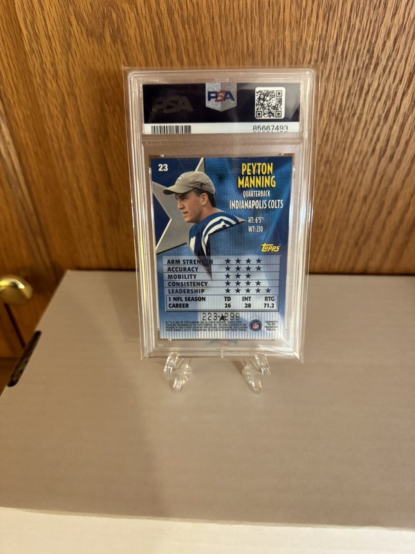 1999 Topps Stars Peyton Manning Starcards 1 Star Rainbow /299 #23 PSA 9 SP Pop 1 view 2