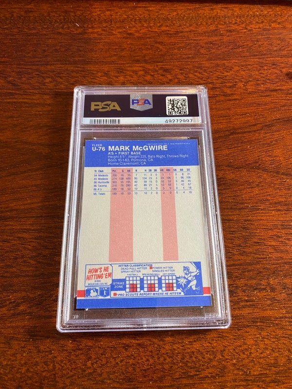 1987 Fleer Update Glossy #U-76 Mark McGwire PSA 7 view 2