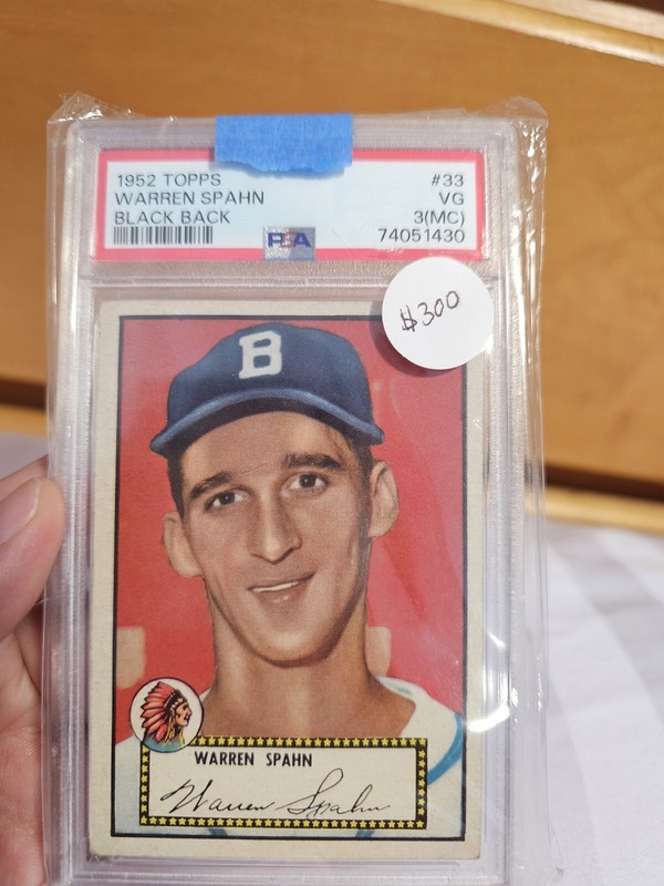 1952 Topps Warren Spahn Black Back #33 PSA 3 (MC)