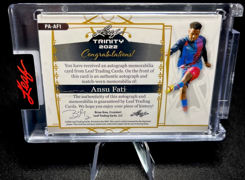 2022 Leaf Trinity Soccer Ansu Fati Match-Worn Patch & Auto  2/4 SICK PATCH🔥 view 2