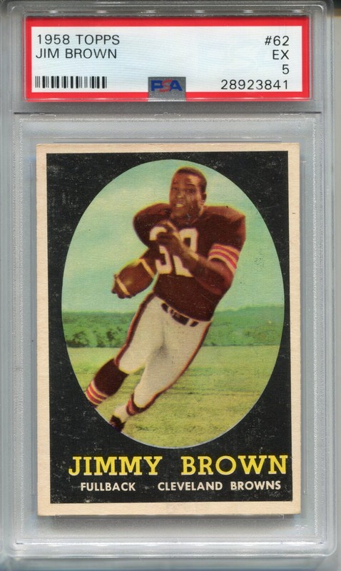 1958 '58 Topps Football #62 Jimmy Jim Brown Rookie Card Graded PSA 5