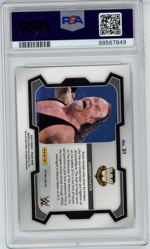 2024 WWE Prizm Cracked Ice Parallel #31 Undertaker psa 10 view 2