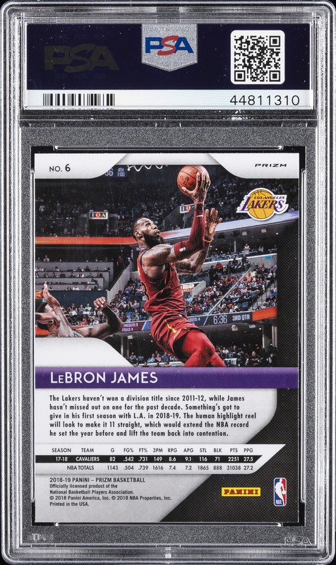 2018 PANINI PRIZM PINK ICE #6 LEBRON JAMES PSA 9 view 2