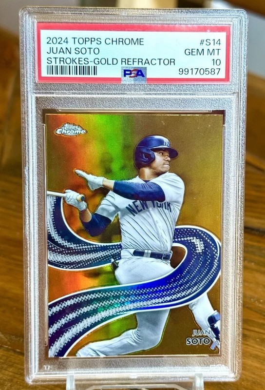 Juan Soto Strokes Gold Parallel Refractor /50 PSA 10 2024 Topps Chrome Insert