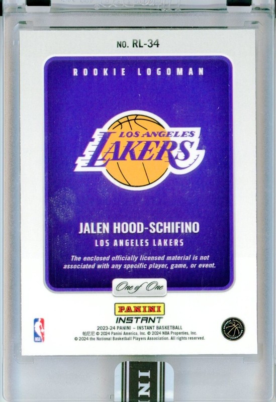 2023-24 Panini Instant JALEN HOOD-SCHIFINO Rookie LOGOMAN Patch RC TRUE 1/1 view 2