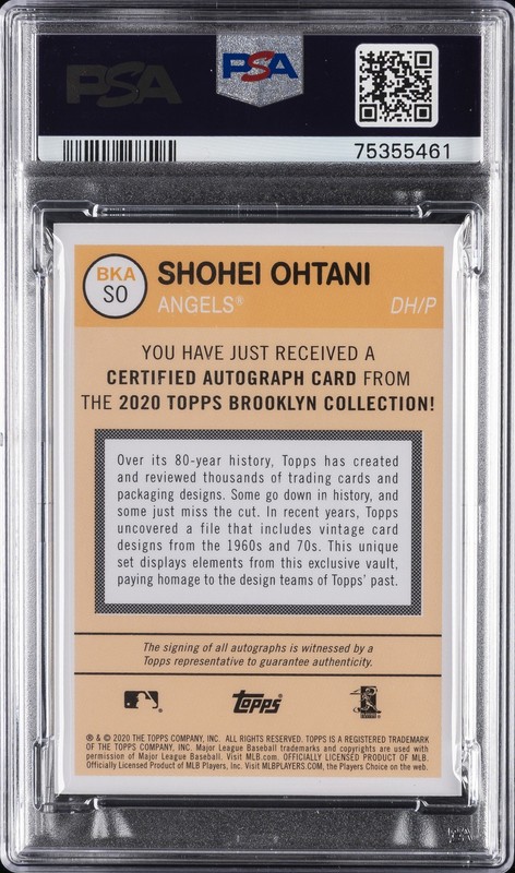 2020 TOPPS BROOKLYN COLL AUTOS ORANGE #SO SHOHEI OHTANI 2/8 PSA 10 AUTO view 2