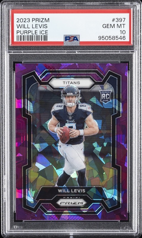 2023 PANINI PRIZM PURPLE ICE #397 WILL LEVIS 57/225 PSA 10