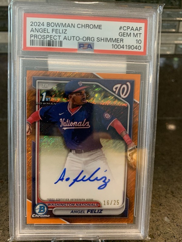2024 Bowman Chrome 1st Angel Feliz #/25 Orange Shimmer Rookie Auto PSA 10 🤯