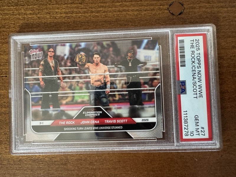 2025 Topps Now WWE - The Rock John Cena Travis Scott #27 PSA 10 Gem Mint