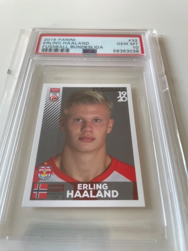 ERLING HAALAND ROOKIE Panini Football Bundesliga 2019 RC #32 PSA 10 view 2