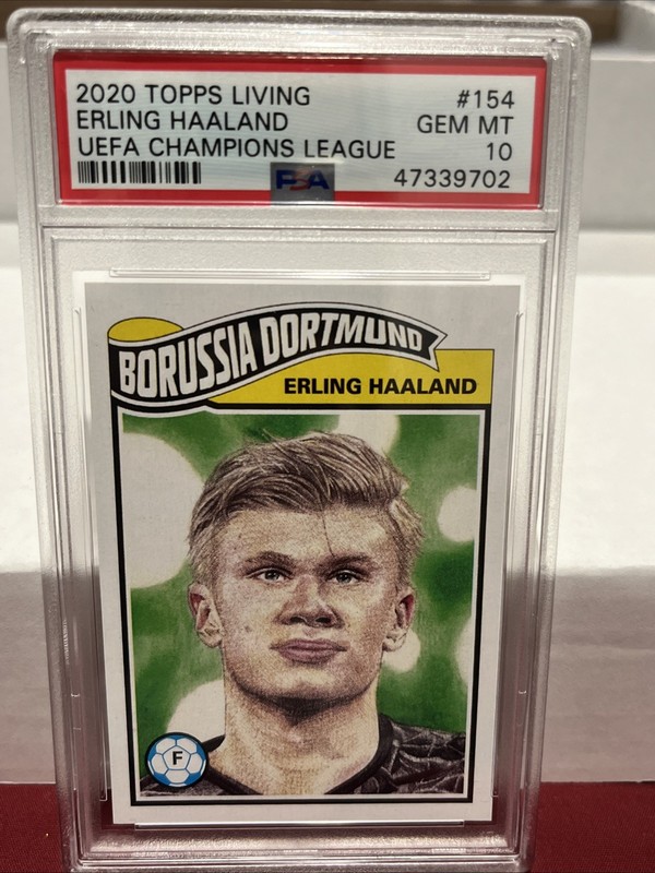 2020 TOPPS LIVING CHAMPIONS LEAGUE #154 ERLING HAALAND PSA 10