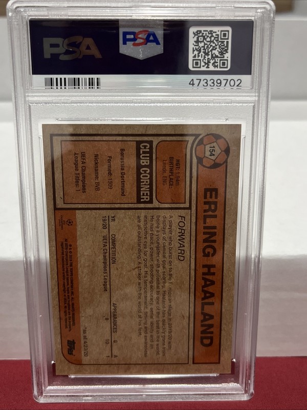 2020 TOPPS LIVING CHAMPIONS LEAGUE #154 ERLING HAALAND PSA 10 view 2