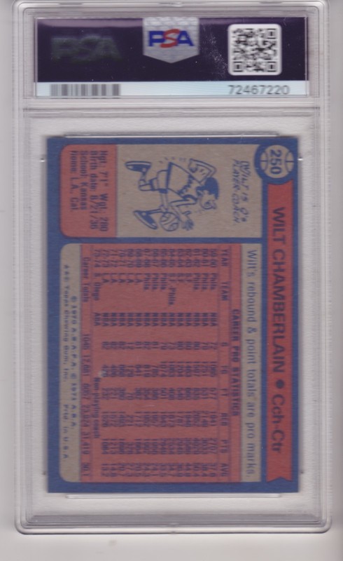 VERY NICE 1974 TOPPS #250 WILT CHAMBERLAIN PSA NM 7 HOF CONQUISTADORS/KANSAS view 2