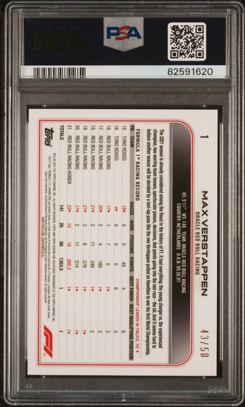 2022 TOPPS CHROME FORMULA 1 SAPPHIRE EDITION SSP-GOLD MAX VERSTAPPEN /50 PSA 10 view 2