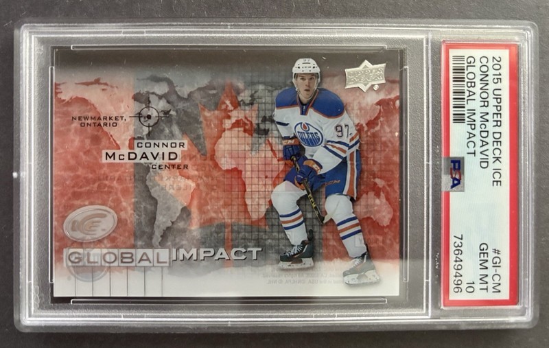 2015 Connor McDavid Rookie Upper Deck Ice Global Impact RC ** PSA 10