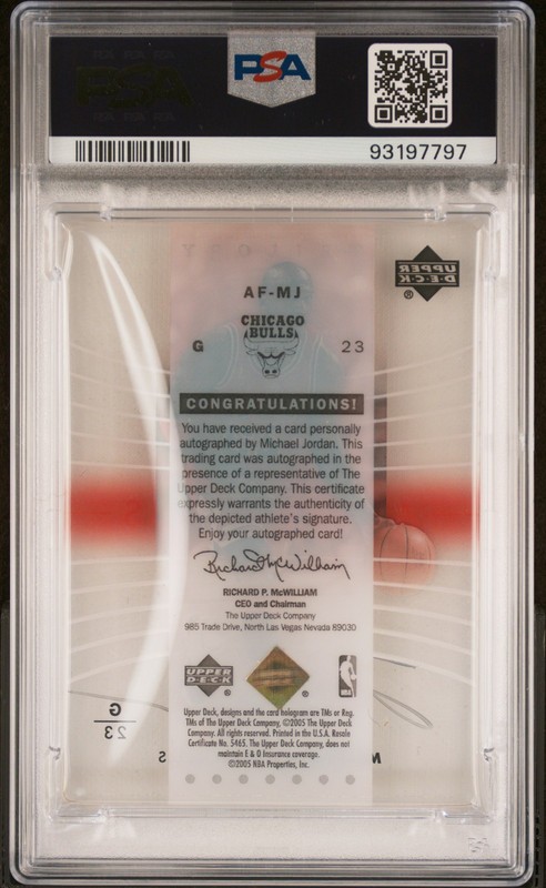 2004 UD TRILOGY AUTO FOCUS #AF-MJ MICHAEL JORDAN PSA AUTHENTIC AUTO AUTHENTIC view 2