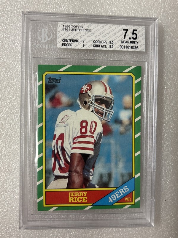 1986 Topps Jerry Rice #161 RC ROOKIE BGS 7.5 NM+ SAN FRANCISCO 49ERS