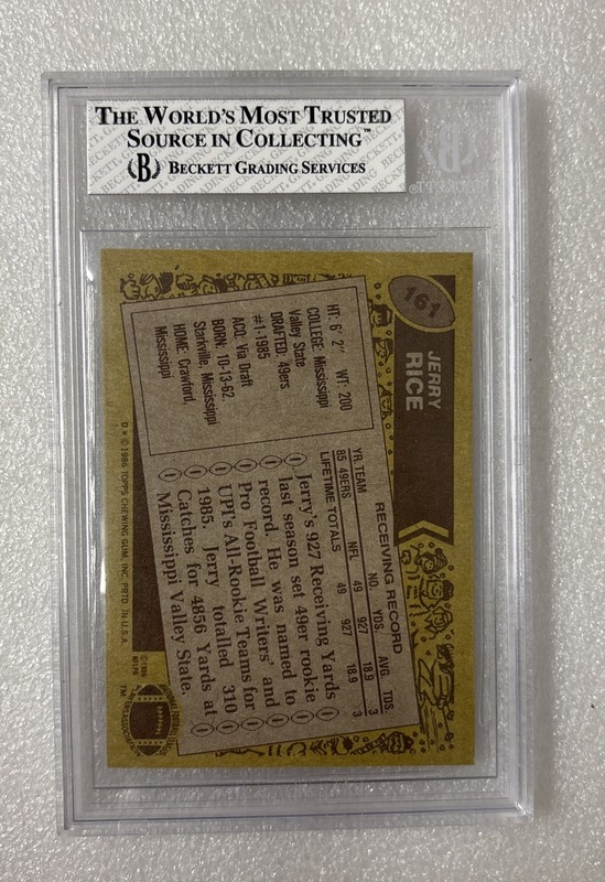 1986 Topps Jerry Rice #161 RC ROOKIE BGS 7.5 NM+ SAN FRANCISCO 49ERS view 2