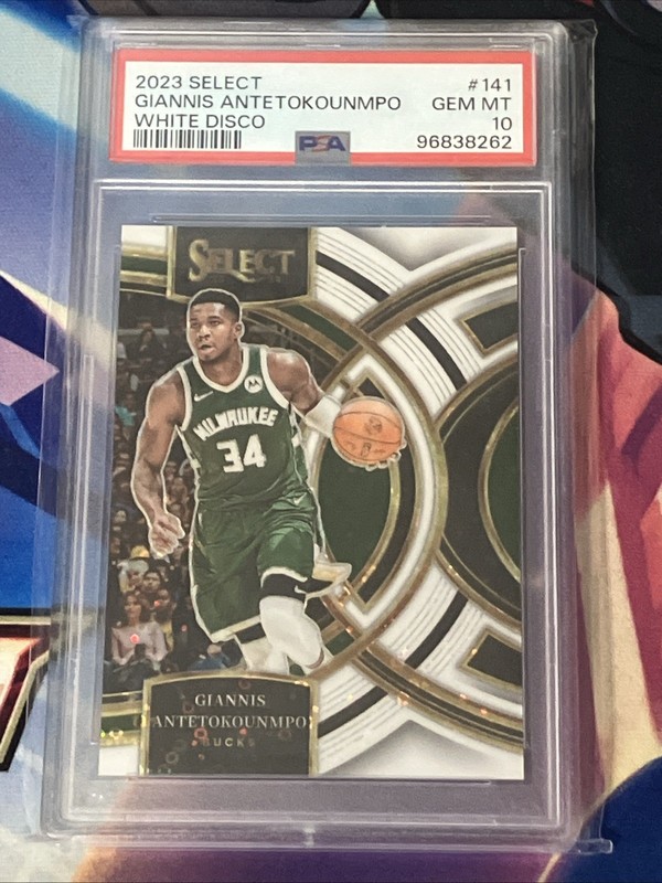 GIANNIS ANTETOKOUNMPO 2023-24 SELECT Premier WHITE DISCO Prizm /75 PSA 10 Gem Mt