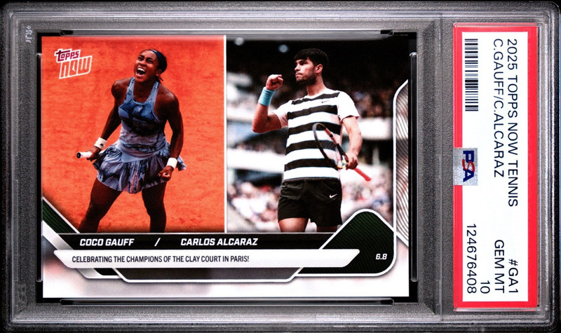 Carlos Alcaraz / Coco Gauff 2025 Topps Now French Open Champions PSA 10