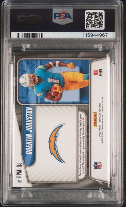 2023 PANINI ABSOLUTE RC PREMIERE MATERIALS AUTOS QUENTIN JOHNSTON 149/199 PSA 7 view 2
