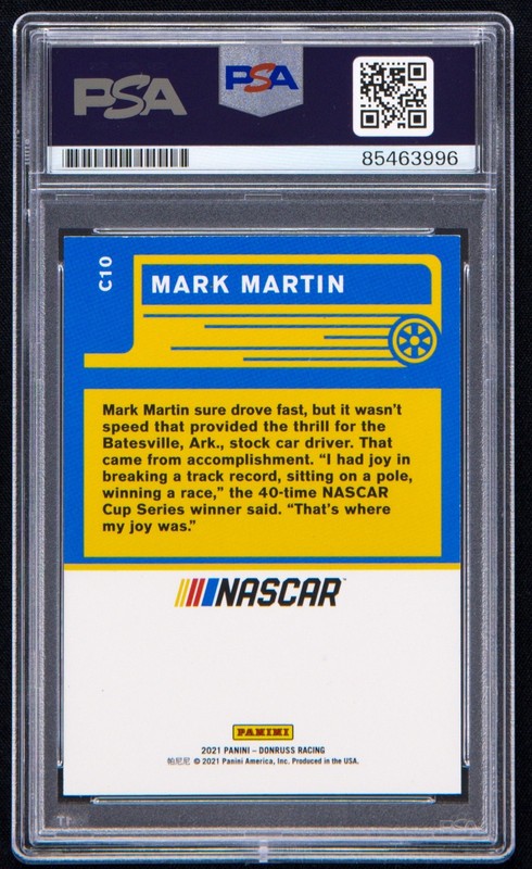 Mark Martin Signed 2021 Donruss Classics Card #C10 (PSA) NASCAR Racing Auto view 2