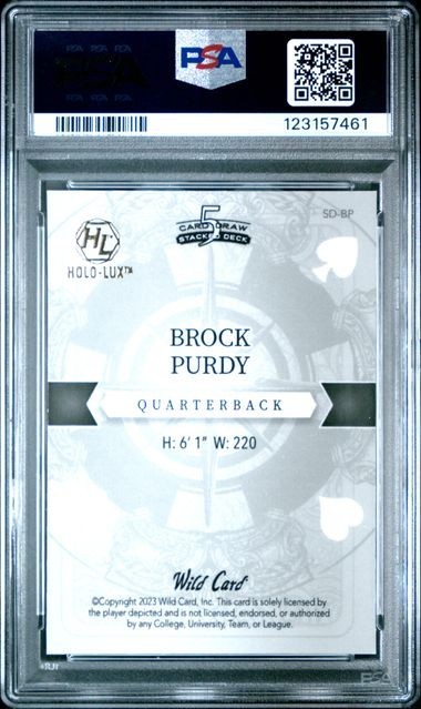 2023 Wild Card 5 Card Draw White Joker 1/1 Brock Purdy PSA 10 GEM MINT 49ers view 2