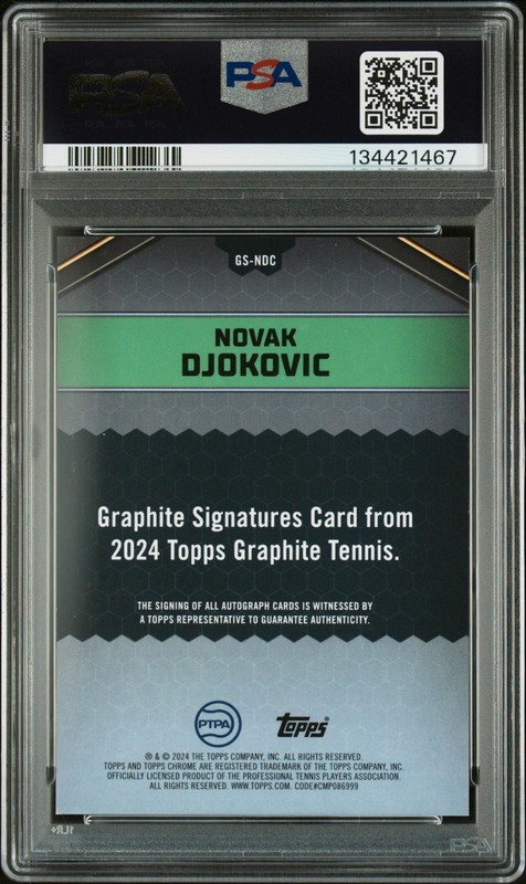 2024 TOPPS GRAPHITE TENNIS GRAPHITE SIGNATURES #GSNDC NOVAK DJOKOVIC 74/75 PSA 9 view 2