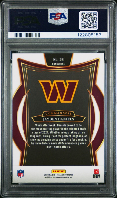 2024 PANINI SELECT #26 JAYDEN DANIELS PSA 10 view 2