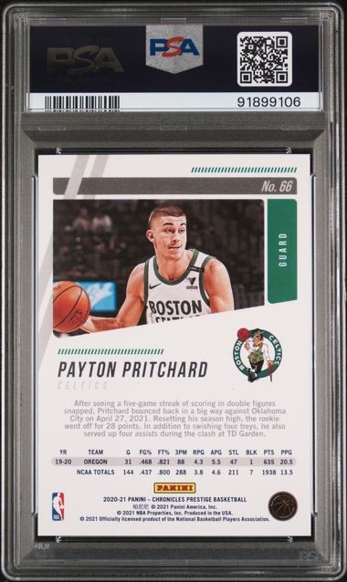 Payton Pritchard 2020-21 Chronicles Prestige Platinum #1/1 Rookie Card PSA 8 view 2