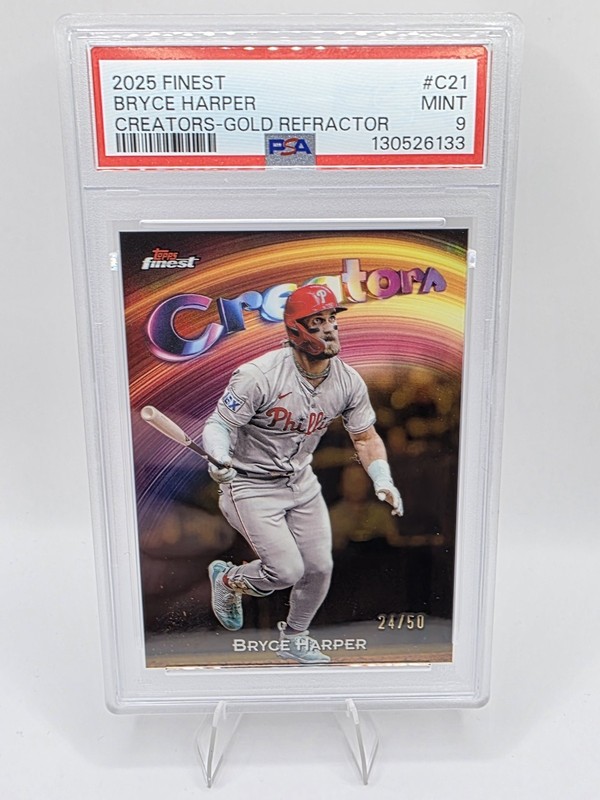 2025 Topps Finest BRYCE HARPER /50 Creators Gold Refractor PSA 10 #C21 Phillies view 1