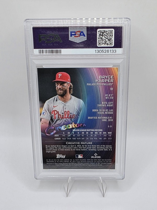 2025 Topps Finest BRYCE HARPER /50 Creators Gold Refractor PSA 10 #C21 Phillies view 2