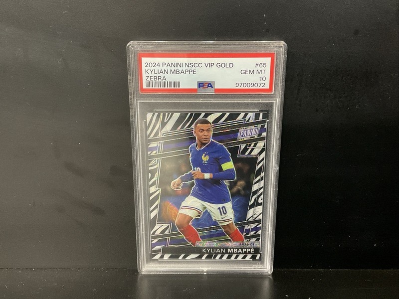 2024 Panini NSCC VIP Gold Kylian Mbappe Zebra PSA 10 Gem Mt POP 2 SP