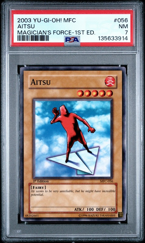 2003 YU-GI-OH! MFC-MAGICIAN'S FORCE 1ST ED #056 AITSU PSA 7