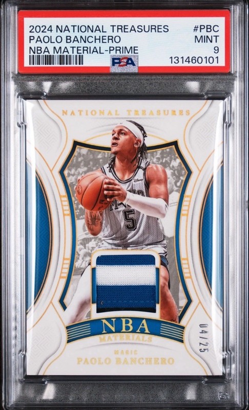 2024 National Treasures Paolo Banchero NBA Materials Patch /25 PSA 9 Game Worn