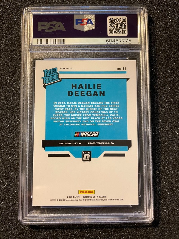 2020 Panini Donruss Optic HOLO Hailie Deegan #11 RATED ROOKIE CARD PSA 9 MINT view 2