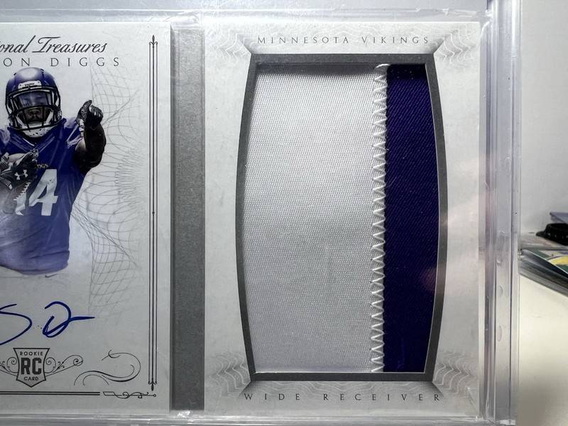 Panini National Treasures 2015 Stefon Diggs Rookie Jumbo Patch Auto /99 Vikings view 2