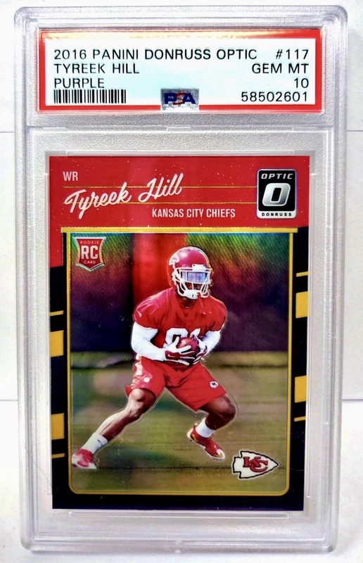 Tyreek Hill 2016 Donruss Optic Purple RC PSA 10 Gem Mint Rookie #117 view 2